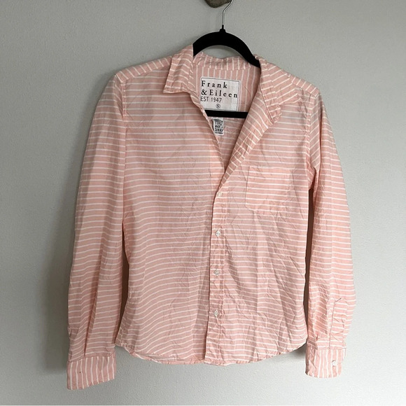 NWOT Frank And Eileen Barry Cotton Poplin Creamsicle Striped Button Down Shirt - Picture 2 of 11